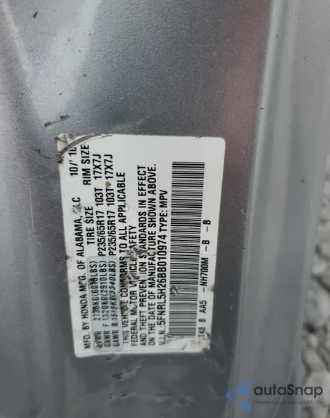 2018 Honda Odyssey Lx из США, поврежденный, VIN 5FNRL5H26BB010974